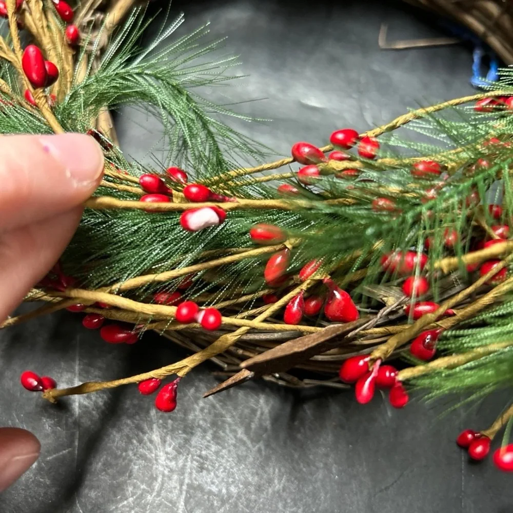 Festive Red Berry and Pine Holiday Wreath - Brand